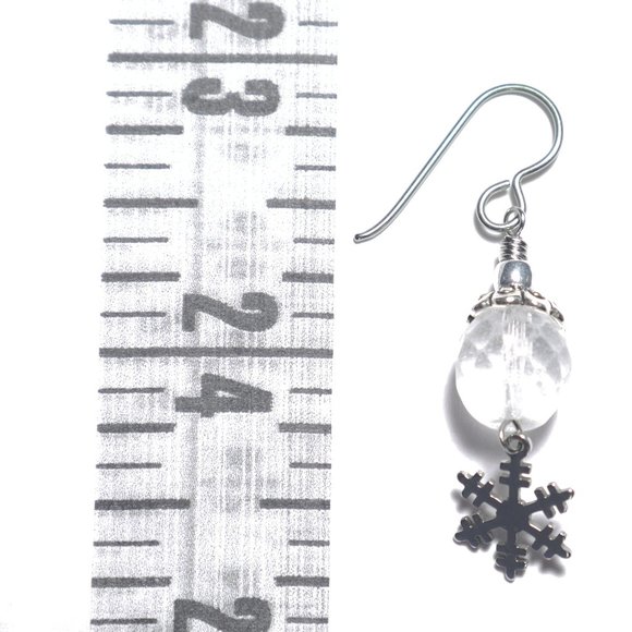 Hand Crafted Handmade Earrings Snowflake Earrings with Frosted Czech Gla… - Picture 4 of 5